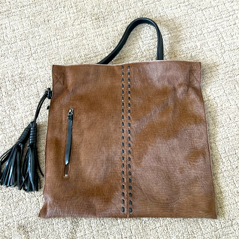 Sondra Roberts brown calf hair tote
